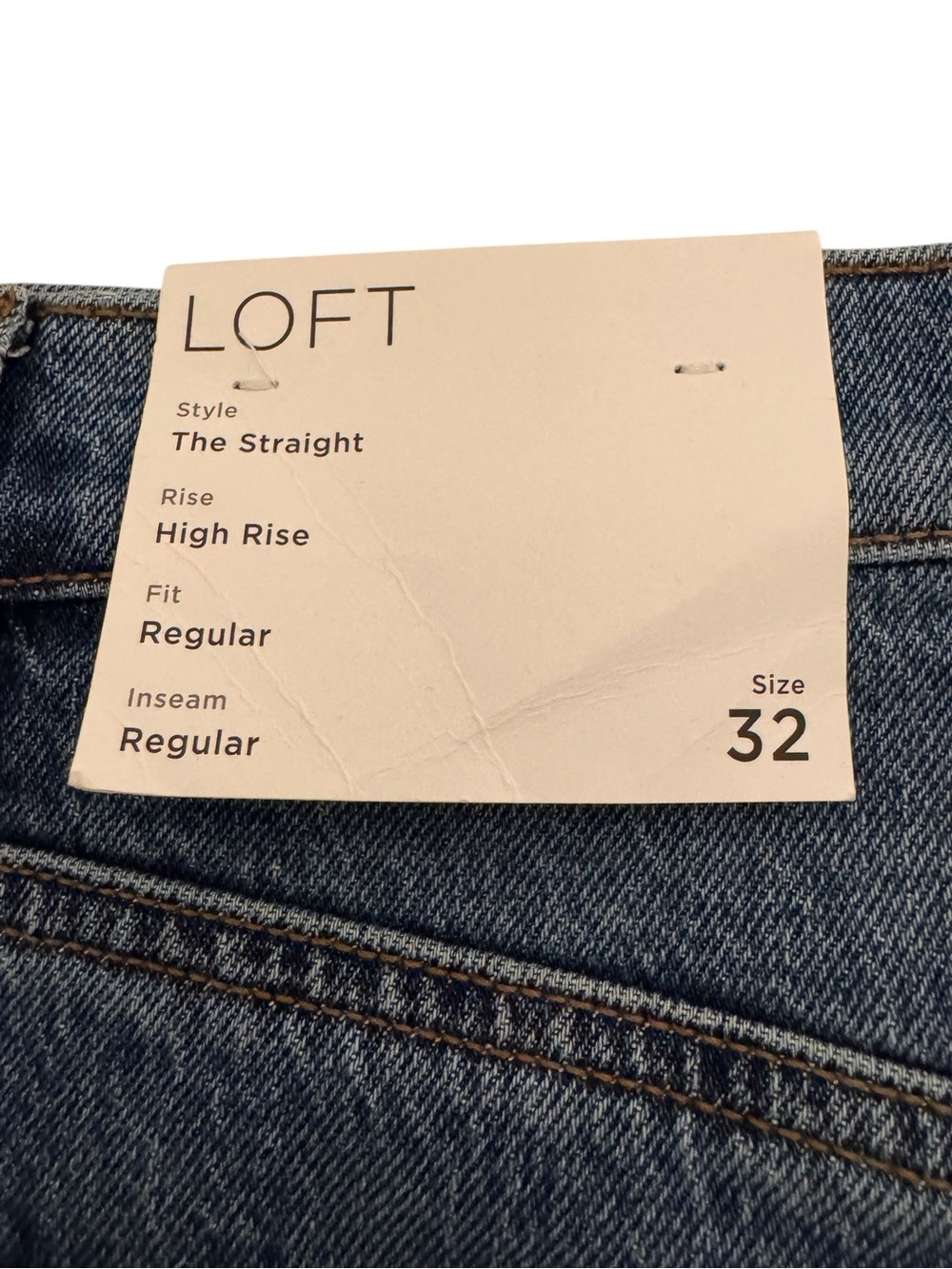 LOFT Blue Straight-Leg High Rise Jeans. Size 32. NWT. Sides are darker denim - Picture 4 of 10